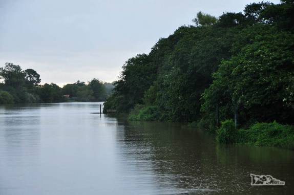 Navegando nos canais entre o rio Jacuí e a lago Guaíba, região de Porto Alegre, a capital do Rio Grande do Sul